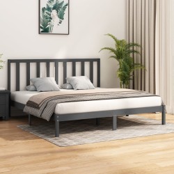 vidaXL Massivholzbett Grau Kiefer 200x200 cm