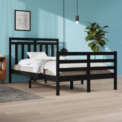 vidaXL Massivholzbett Schwarz 120x200 cm