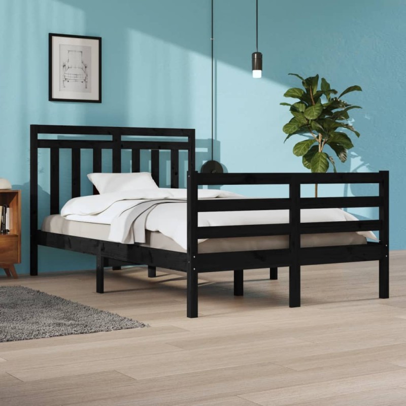 vidaXL Massivholzbett Schwarz 120x200 cm vidaXL Massivholzbett Schwarz 120x200 cm