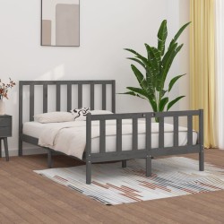 vidaXL Massivholzbett Grau 120x190 cm