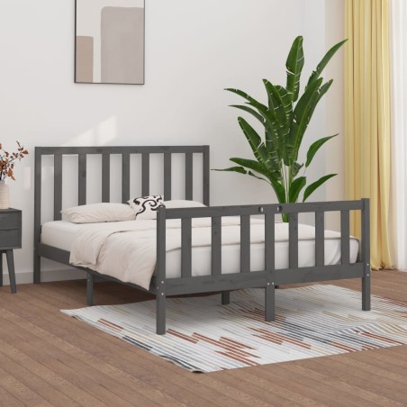 vidaXL Massivholzbett Grau 120x190 cm