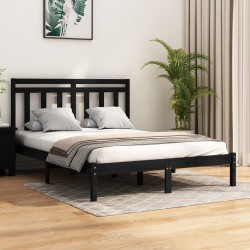 vidaXL Massivholzbett Schwarz 160x200 cm