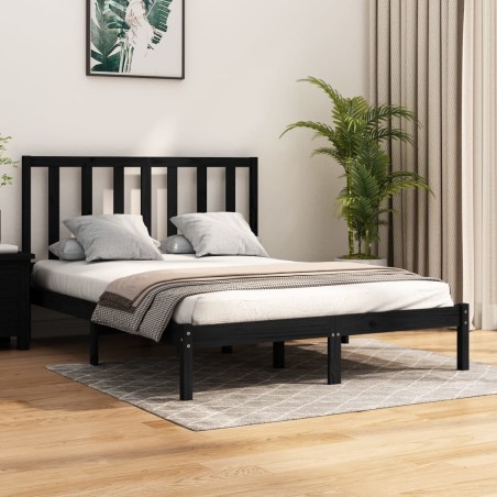 vidaXL Massivholzbett Schwarz Kiefer 140x190 cm
