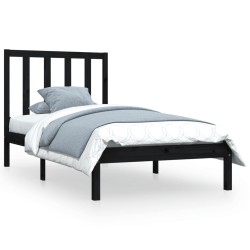 vidaXL Massivholzbett Schwarz Kiefer 100x200 cm