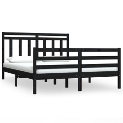 vidaXL Massivholzbett Schwarz 120x190 cm