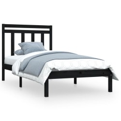 vidaXL Massivholzbett Schwarz 90x200 cm