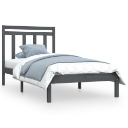 vidaXL Massivholzbett Grau 90x190 cm