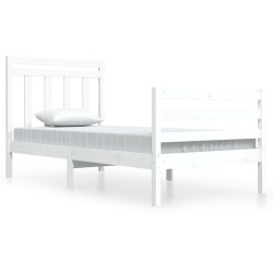 vidaXL Massivholzbett Weiß 90x200 cm