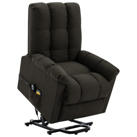 Massagesessel mit Aufstehhilfe Dunkelbraun Stoff