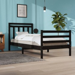 vidaXL Massivholzbett Schwarz 100x200 cm