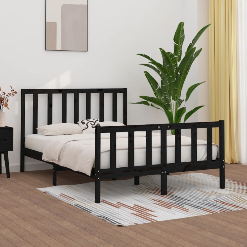 vidaXL Massivholzbett Schwarz 120x190 cm vidaXL Massivholzbett Schwarz 120x190 cm