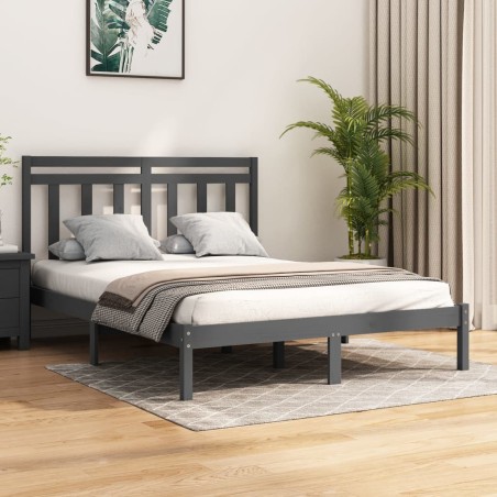 vidaXL Massivholzbett Grau 150x200 cm