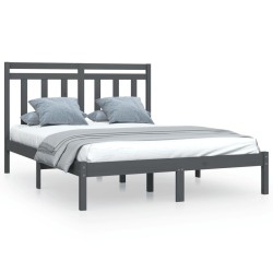 vidaXL Massivholzbett Grau 150x200 cm