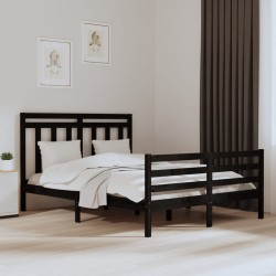 vidaXL Massivholzbett Schwarz 150x200 cm