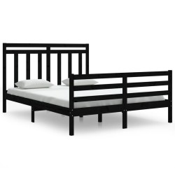 vidaXL Massivholzbett Schwarz 150x200 cm