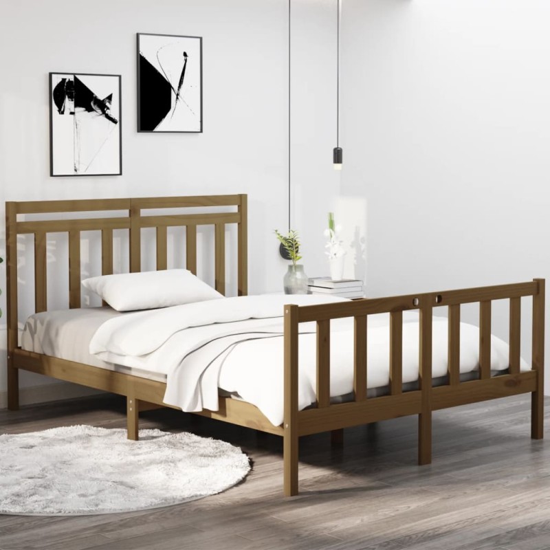 vidaXL Massivholzbett Honigbraun 120x190 cm vidaXL Massivholzbett Honigbraun 120x190 cm