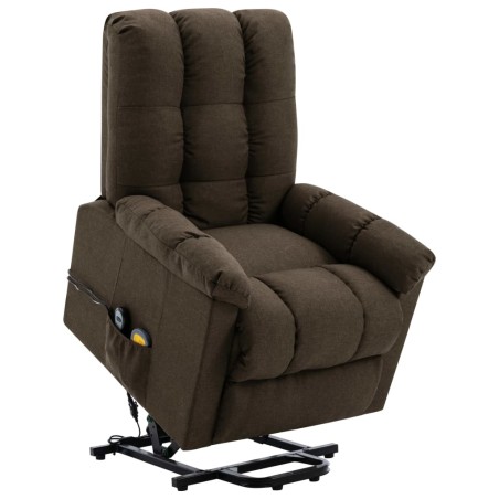 Massagesessel mit Aufstehhilfe Braun Stoff