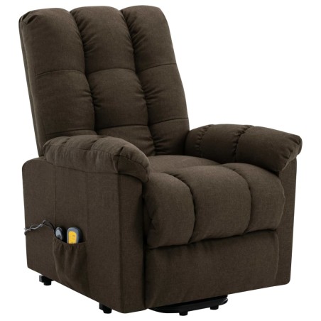 Massagesessel mit Aufstehhilfe Braun Stoff