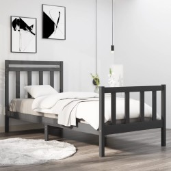 vidaXL Massivholzbett Grau 90x190 cm