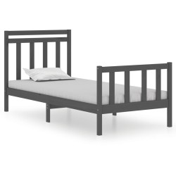 vidaXL Massivholzbett Grau 90x190 cm