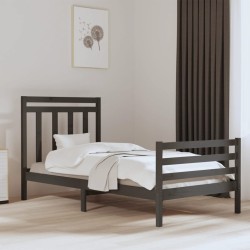 vidaXL Massivholzbett Grau 100x200 cm