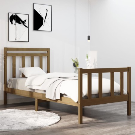 vidaXL Massivholzbett Honigbraun 90x190 cm