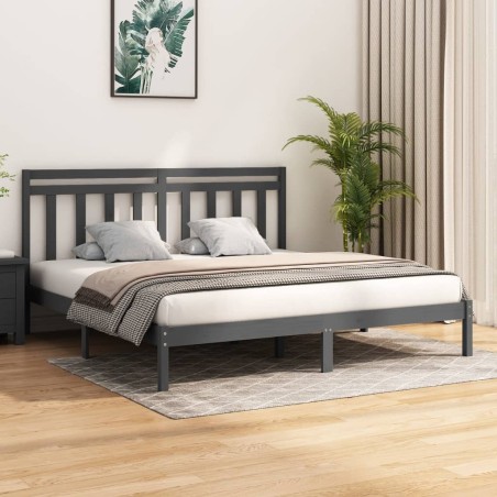vidaXL Massivholzbett Grau 180x200 cm