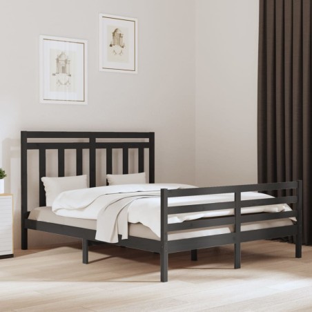 vidaXL Massivholzbett Grau 160x200 cm