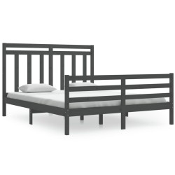 vidaXL Massivholzbett Grau 160x200 cm