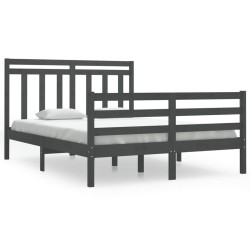 vidaXL Massivholzbett Grau 135x190 cm