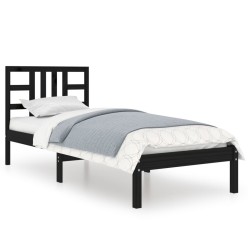 vidaXL Massivholzbett Schwarz 90x200 cm