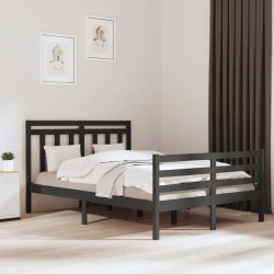vidaXL Massivholzbett Grau 140x200 cm