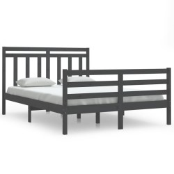 vidaXL Massivholzbett Grau 140x200 cm