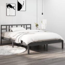 vidaXL Massivholzbett Grau 135x190 cm