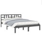 vidaXL Massivholzbett Grau 135x190 cm vidaXL Massivholzbett Grau 135x190 cm