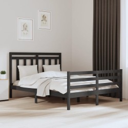 vidaXL Massivholzbett Grau 150x200 cm