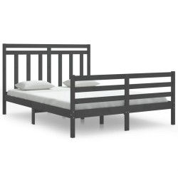 vidaXL Massivholzbett Grau 150x200 cm