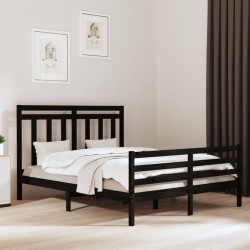 vidaXL Massivholzbett Schwarz 160x200 cm