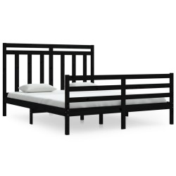 vidaXL Massivholzbett Schwarz 160x200 cm