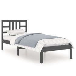 vidaXL Massivholzbett Grau 90x190 cm