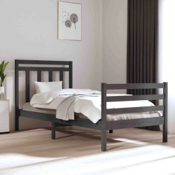 vidaXL Massivholzbett Grau 90x200 cm