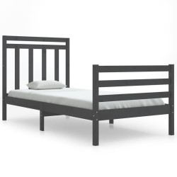 vidaXL Massivholzbett Grau 90x200 cm