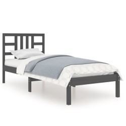 vidaXL Massivholzbett Grau 90x200 cm