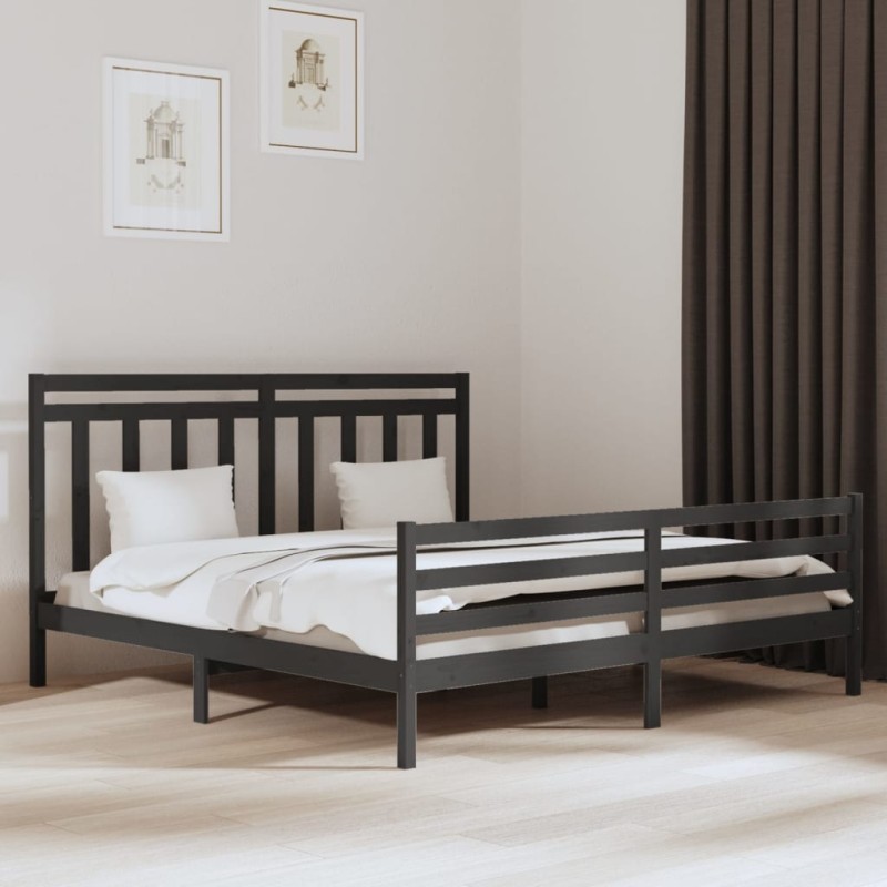 vidaXL Massivholzbett Grau 200x200 cm vidaXL Massivholzbett Grau 200x200 cm