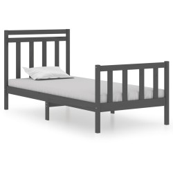 vidaXL Massivholzbett Grau 75x190 cm