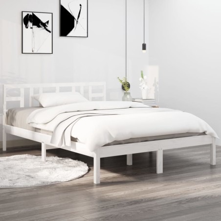 vidaXL Massivholzbett Weiß 160x200 cm