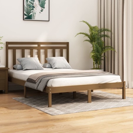 vidaXL Massivholzbett Honigbraun 120x190 cm