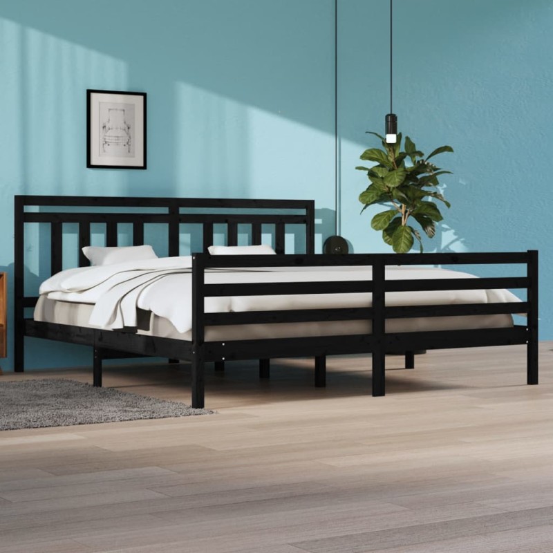 vidaXL Massivholzbett Schwarz 200x200 cm vidaXL Massivholzbett Schwarz 200x200 cm