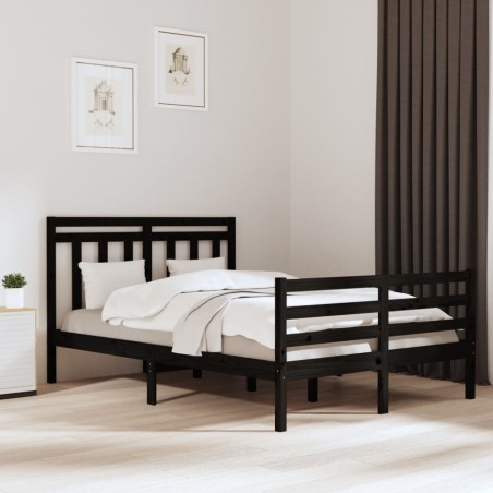 vidaXL Massivholzbett Schwarz 140x200 cm