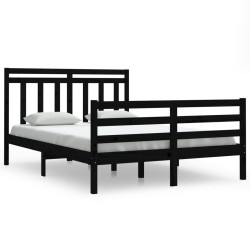 vidaXL Massivholzbett Schwarz 140x200 cm